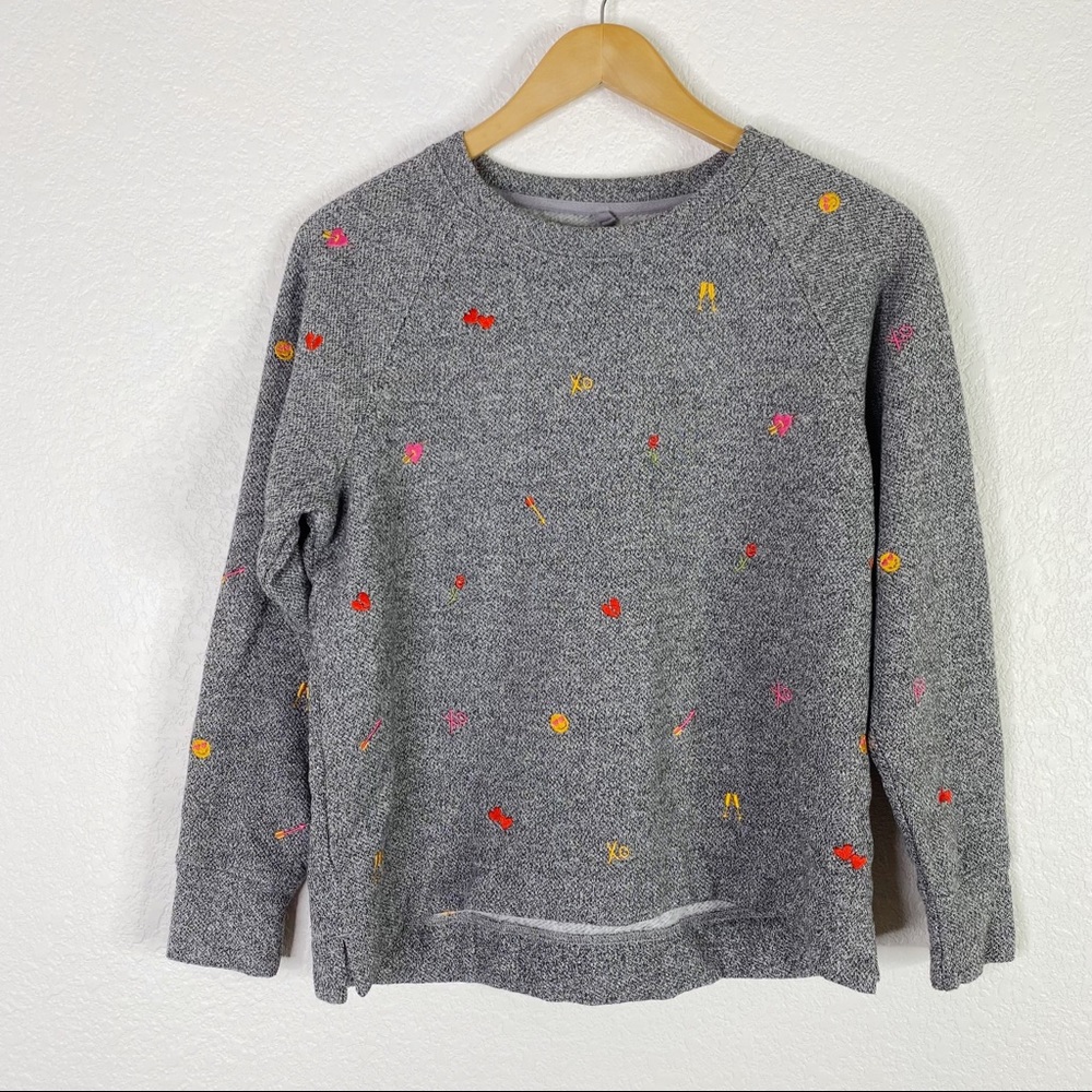 Lou & Grey for Loft Gray Embroidered Pullover Sweatshirt